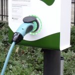 Systemsteckdose zum Laden von Elektrofahrzeugen am Standort der PTB in Berlin-Charlottenburg.