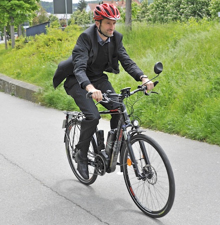 Tübingens Oberbürgermeister Boris Palmer fährt jetzt ein schnelles E-Bike.