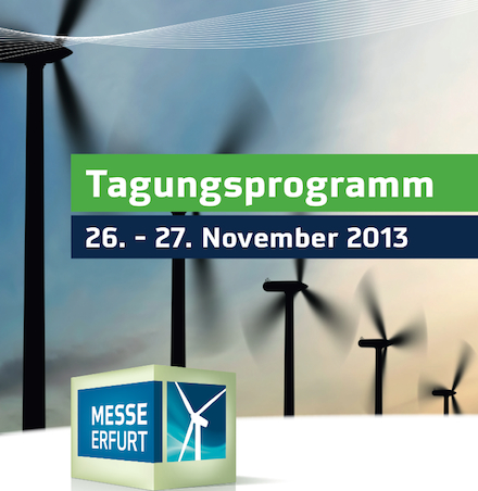 In Erfurt finden vom 26. bis 27. November auf der Messe Erfurt der Fachkongress „Wind.Energie - Mitteldeutsche Branchentage“ statt.