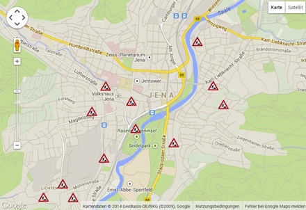 Eine interaktive Baustellen-Übersicht haben die Stadtwerke Jena in ihren Internet-Auftritt integriert.