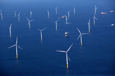 Bereits fertiggestellt: SWM-Offshore-Windpark Gwynt y Môr vor der Küste Nordwales.