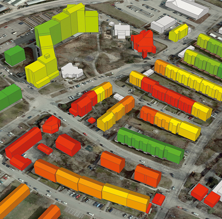 Projekt SimStadt: In Ludwigsburg wurde der Heizwärmebedarf von mehr als 14.000 Wohngebäuden berechnet.