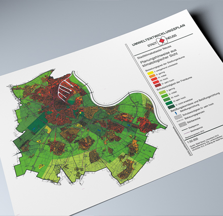 Das Klimakataster der Stadt Neuss zeigt schutzwürdige Freiräume.