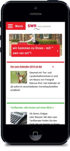 Die Stadtwerke Neuss nutzen für ihren Online-Auftritt Responsive Design.