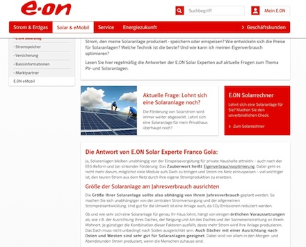 Experten von E.ON berichten in einem neuen Unternehmens-Blog über Photovoltaik und beantworten Fragen.