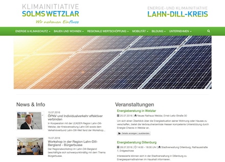 Der Lahn-Dill-Kreis und die Städte Wetzlar und Solms starten eine gemeinsame Internet-Seite zum Thema Energie und Klimaschutz.