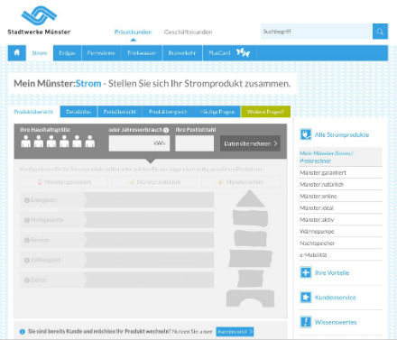 Kunden der Stadtwerke Münster können sich ihren Strom- und Erdgastarif jetzt nach dem Baukastenprinzip selbst zusammenstellen.