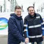 Energiewende-Minister Robert Habeck und Tennet-Chef Urban Keussen geben den Startschuss für den ersten Abschnitt der Westküstenleitung.