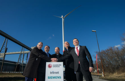 Erster Windpark im Hamburger Hafen wurde in Betrieb genommen.