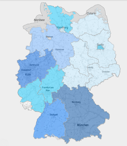 Die aktuelle Ladesäulenkarte der Bundesnetzagentur umfasst 1.600 Ladeeinrichtungen mit insgesamt 3.335 Ladepunkten von über 300 Betreibern.