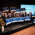 Gruppenfoto der mit dem European Energy Award 2017 ausgezeichneten Kommunen mit NRW-Wirtschaftsminister Professor Andreas Pinkwart.