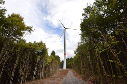 Der Windpark Grünberg im hessischen Landkreis Gießen besteht insgesamt aus drei Windkraftanlagen.