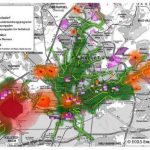 Abwärme-Kataster der Stadt Frankfurt am Main: Die Karte zeigt einen Abgleich von Abwärme-Angebot (grün/orange/rot) und Wärme-Nachfrage (magenta).