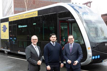 Die Ruhrbahn fährt in Essen einen Elektrobus der Firma Irizar Probe.