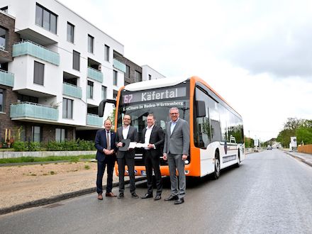 Die elektrische Buslinie im neu gestalteten Mannheimer Stadtquartier Franklin wurde jetzt symbolisch in Betrieb genommen.