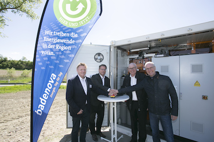 Inbetriebnahme des neuen Batteriespeichers in Freiburg-Opfingen.