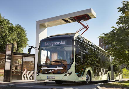 Vollelektrischer Gelenk-Konzeptbus Volvo 7900 EA in Göteborg.