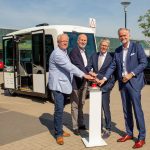 Start für den Testbetrieb des autonomen Minibusses auf dem Gelände der Stadtwerke Osnabrück.