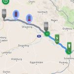 App ELECTRIFIC zeigt mithilfe eines Ampelsystems den Anteil erneuerbarer Energien an den Ladestationen entlang der gewählten Route.