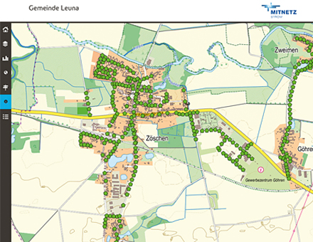 Das Auskunftsportal Straßenlaterne von Mitnetz Strom.