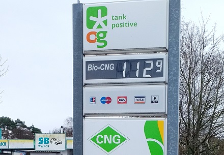 Bundesweit einheitliche Spritpreise bietet OrangeGas seit April 2021. Bio-CNG kostet derzeit in H-Gas-Qualität 112