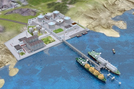 LNG-Terminal (3D-Darstellung): Vor allem die USA werden Flüssiggas nach Europa liefern.