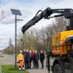 Inbetriebnahme der ersten Solarleuchten in Leipzig.