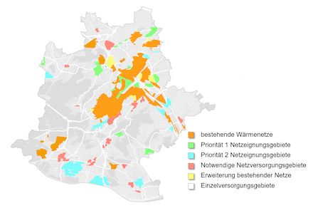 Der Entwurf der kommunalen Wärmeplanung markiert im Stuttgarter Stadtgebiet die Zonen mit bestehenden Wärmenetzen