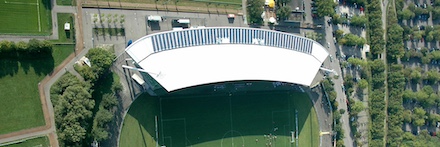 Solaranlage auf dem Kreuzeichestadion in Reutlingen.