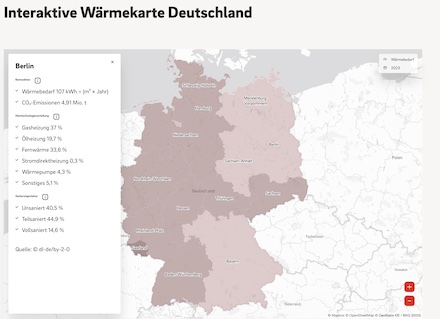 E-ON-Wärmekarte: In Berlin sind ein Drittel der Gebäude an Fernwärme angeschlossen.