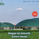 Zu sehen ist die Startseite der Biodgas-Kampagne, dort steht: Biogas ist Zukunft - Schon heute.