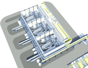 Das Bild ist eine grafische Darstellung der drei Wärmepumpen-Systeme für das Flusswärmeprojekt von RheinEnergie.